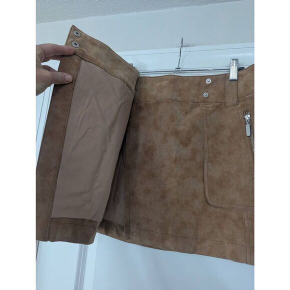 Free People Carson Utility Faux Leather‎ Wrap Skirt women's size 2 tan festival - Picture 4 of 9